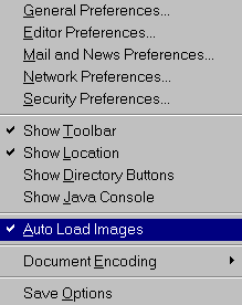 Netscape Toolbar  Options Auto Load Images