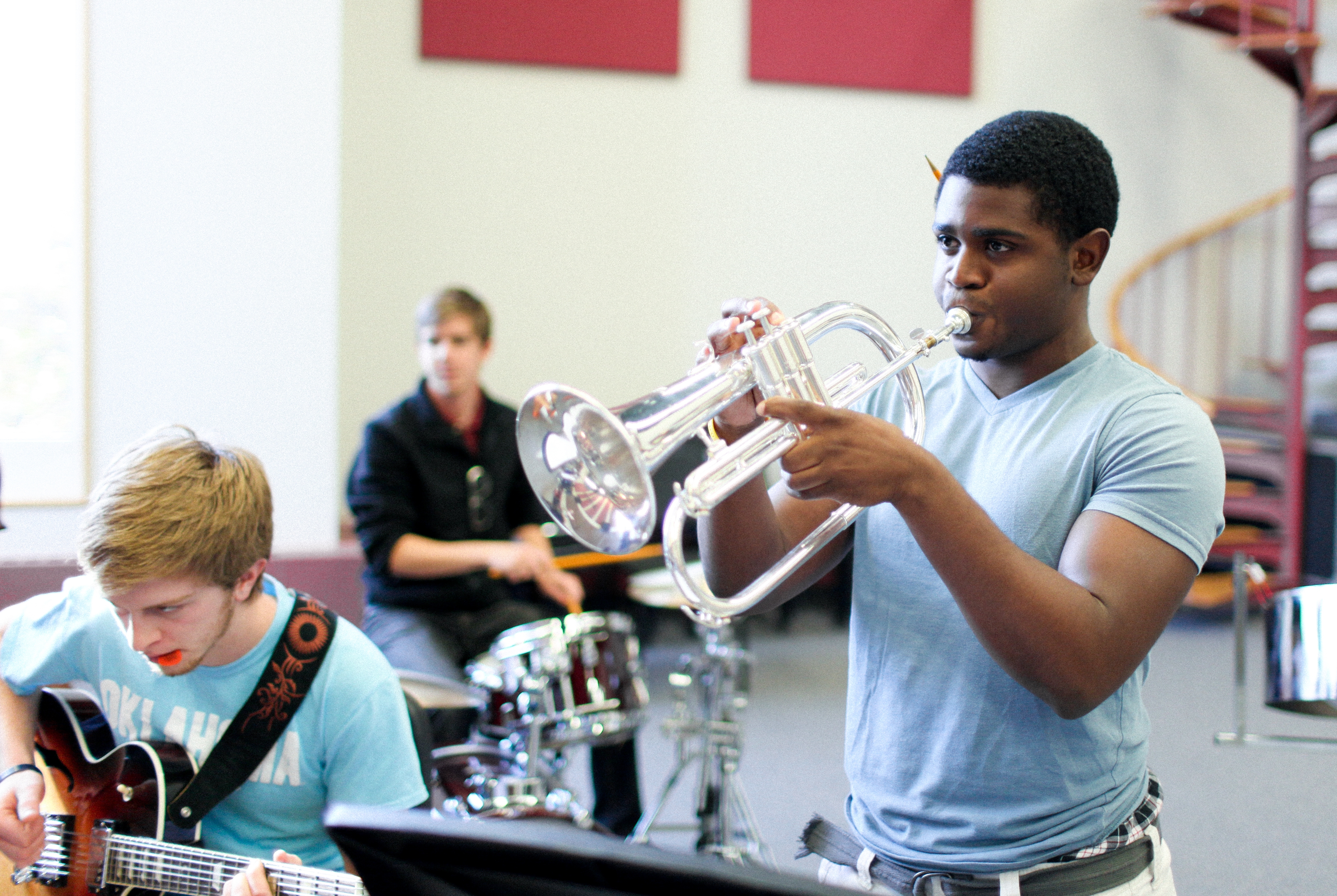 Students playing instruments