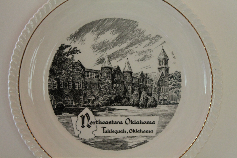 Commemorative plate, Northeastern Oklahoma, Tahlequah, OK.  Administration Building.  Burr-Patterson & Auld.  9 1/4" diameter. 