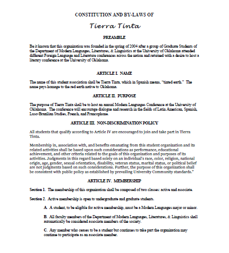Tierra Tinta Constitution