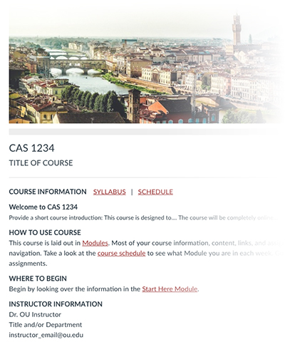 Example course homepage