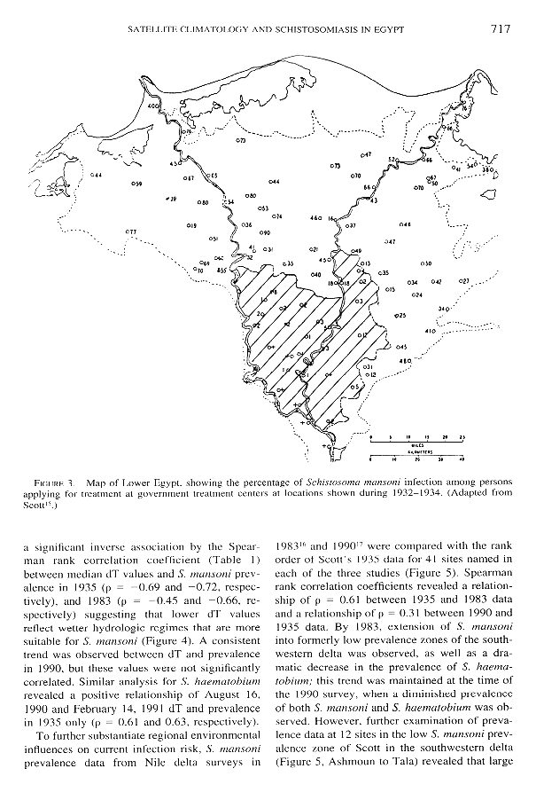 Satellite Imagery and the Distribution of Schistosomiasis in Egypt  [page 717]