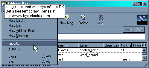 Address Book  Import Address Book  File