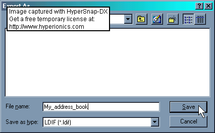 Address Book  Save As  Dialog Box