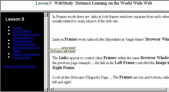 Frames Resixe Window Example 1