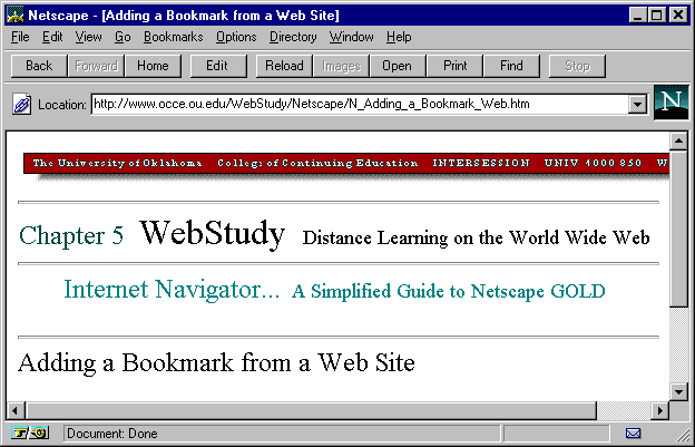 Netscape Browser  Page  Add Bookmark  Example
