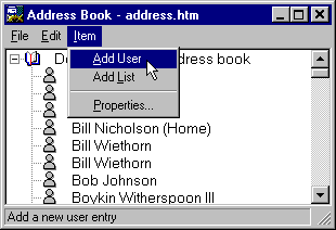 Address Book Add User Drop Down Menu