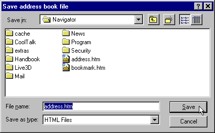 Address Book Save As Dialog Box