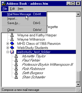 Address Book List Mail Message Example