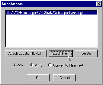 Mail Window Attachment Dialog Box with File Attachment