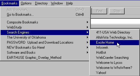Netscape Bookmarks  Drop Down Menus
