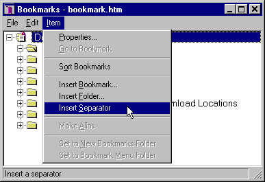 Bookmarks Toolbar Item Insert Separator