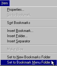 Bookmarks  Setting the Bookmarks Menu Folder  (new)