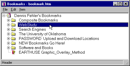 Bookmarks  Setting the Bookmarks  Menu Select  (WebStudy)