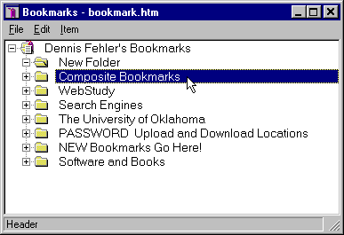 Bookmarks Window with No Separator Example