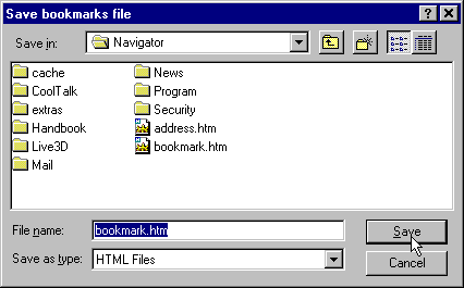 Bookmarks Save As Dialog Box
