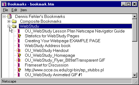Bookmarks WebStudy Folder Checked