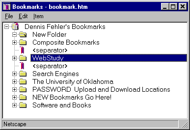 Bookmarks Window Insert Separator Drop Down