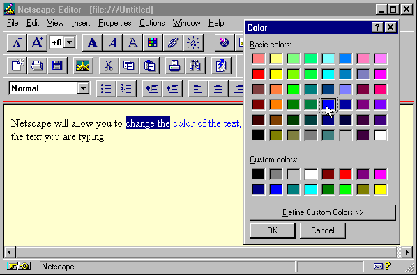 Netscape Editor Color Select Box