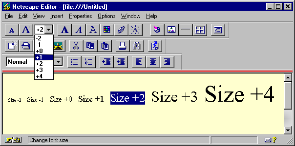 Netscape Editor Font Sizing