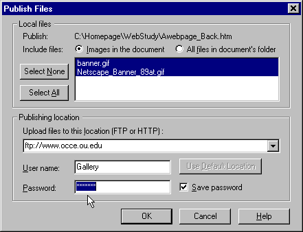 Netscape Editor Publish Files Dialog Box!