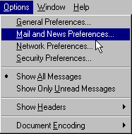 Mail Toolbar File Mail and News Preferences