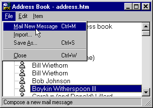 Address Book File New Mail Message