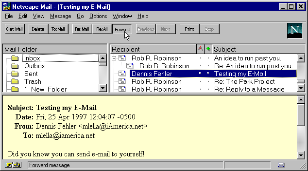 Mail Window Forward a Message Example