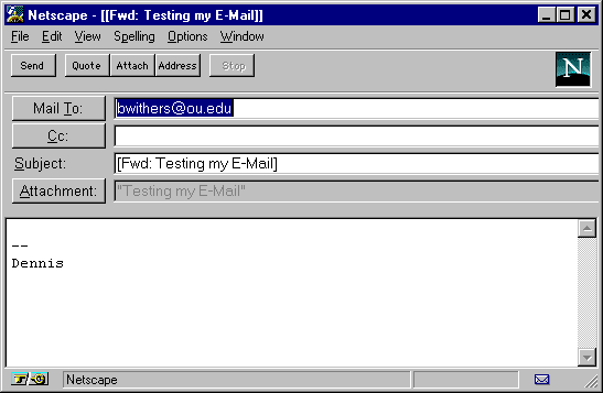 Mail Window Forward Message Example