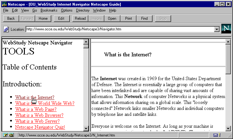 Netscape Browser Two Frames Example