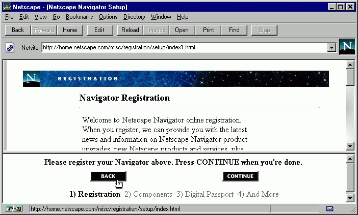 Frames Example  Netscape Software Registration