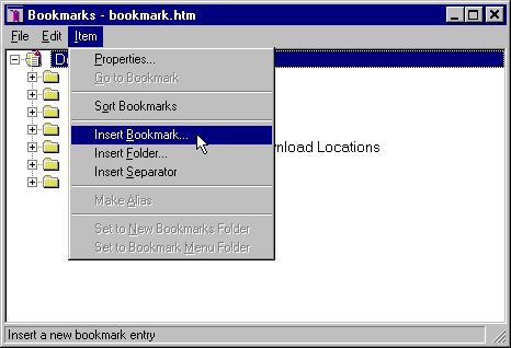 Bookmarks Insert Bookmarks Drop Down Window