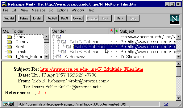 Netscape Mail Window Select Thread