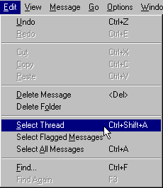 Netscape Mail Select Thread Drop Down Window