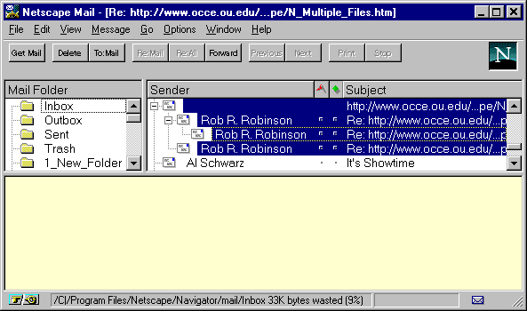 Netscape Mail Window Selected Thread