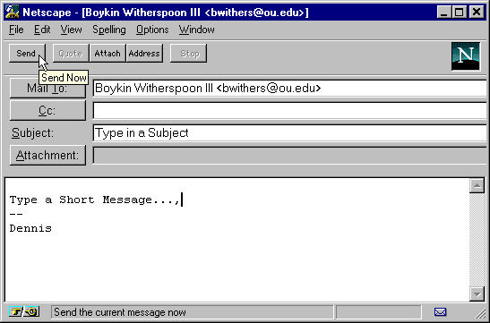Mail Composition Window Send Now Example