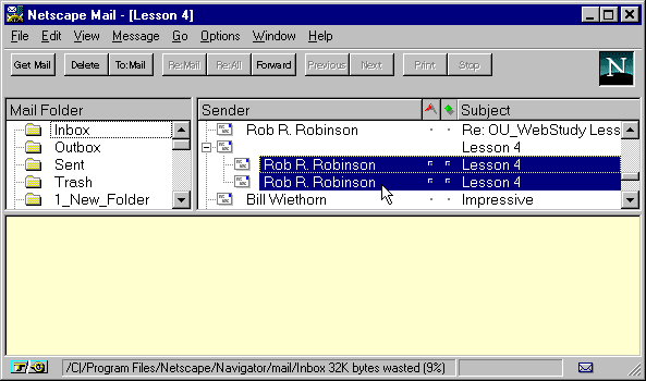 Selecting two Mail Files using the Shift Key