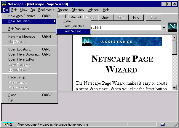 Netscape New Page Wizard