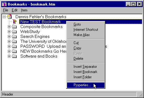 Bookmarks New Folder Properties (change)