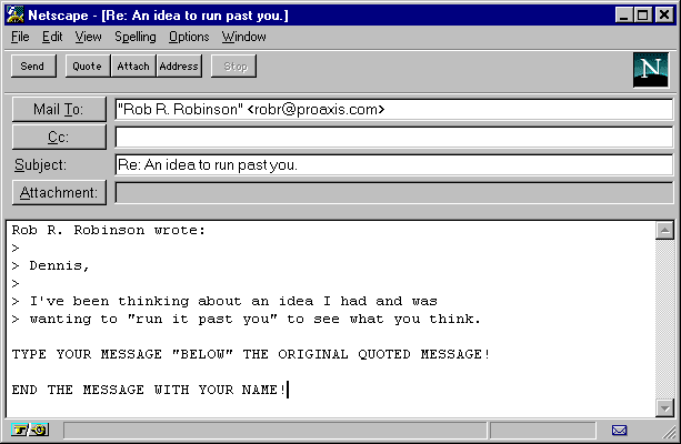 Mail Composition Window Reply To: Example