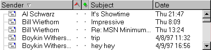 Netscape Mail Window SENDER Subject Date