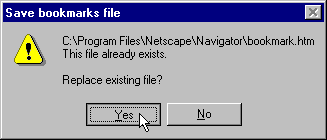 Save Bookmarks File Yes/No Box
