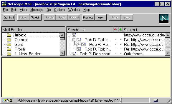 Mail Window Threaded Messages