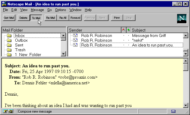 Netscape Mail Window To Mail Button