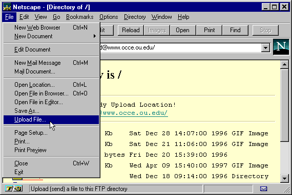 Netscape Toolbar  Upload File  Image