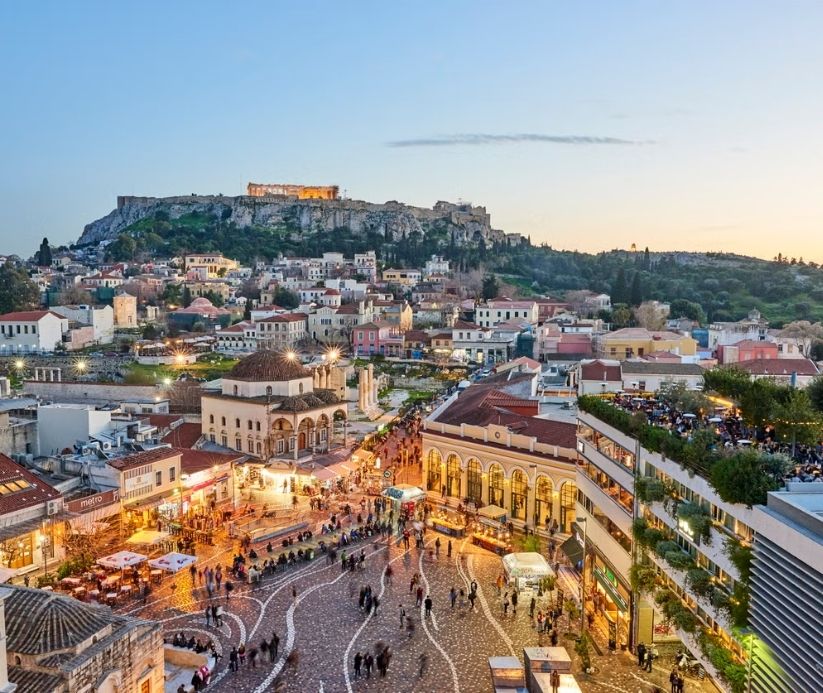 Aerial view of a town in Greece