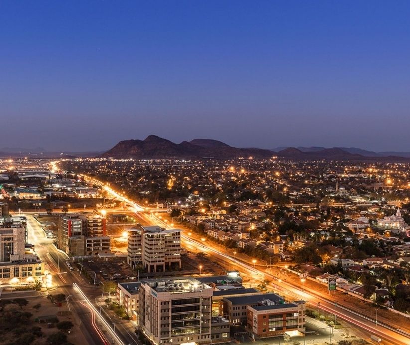 City at night in Botswana