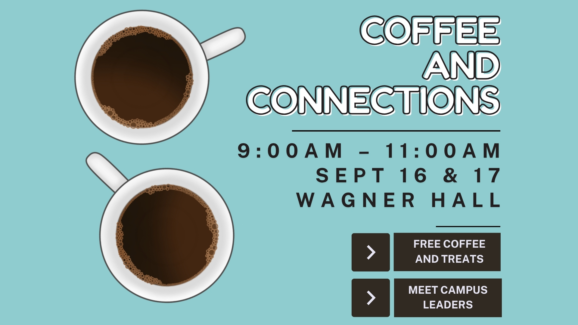 Flyer with graphic related to Coffee and Connections.