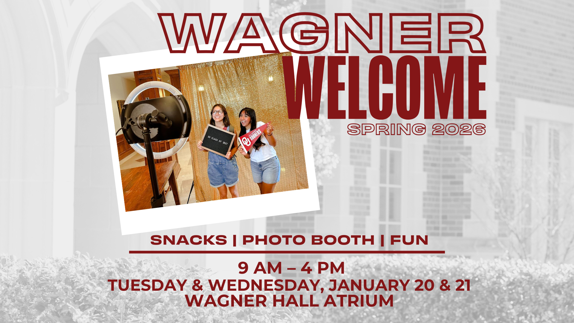 Flyer related to Wagner Welcome Event.