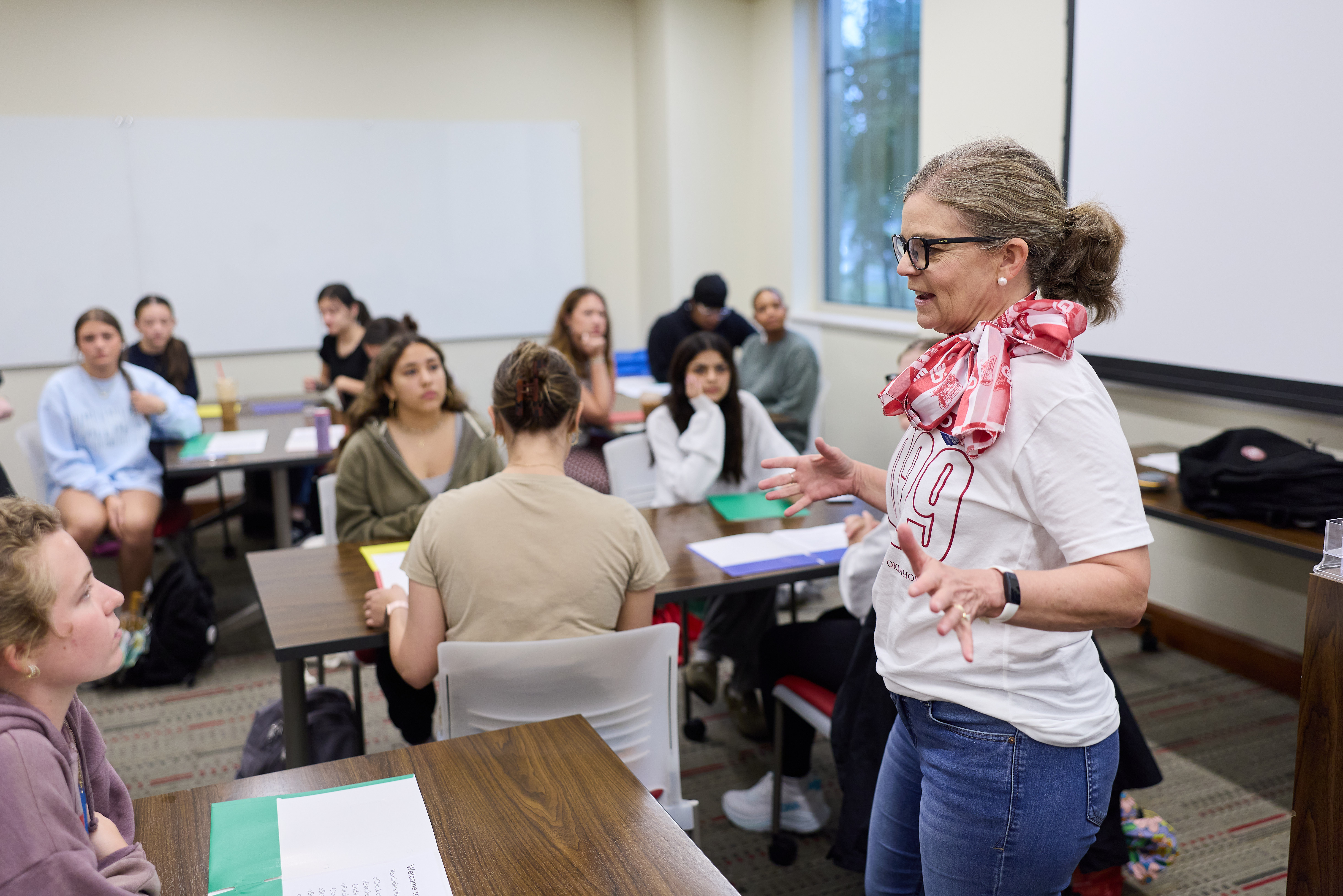 Instructor Katy Powers leading a class